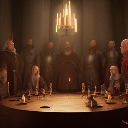 Merlin is seen standing in front of the Knights of the Round Table, as time appears to be rewinding around them.